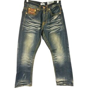 CStar by Ciano Farmer Embellished Distressed‎ Jeans Boot Cut Mens Size 32